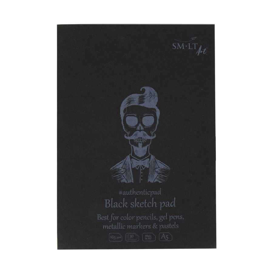 Блокнот-склейка для рисунку AUTHENTIC (black) А5 165г/м2 50л чорний папір SMLT~#]