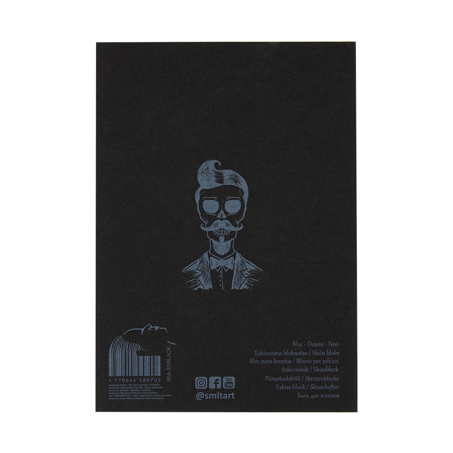 Блокнот-склейка для рисунку AUTHENTIC (black) А5 165г/м2 50л чорний папір SMLT~#]