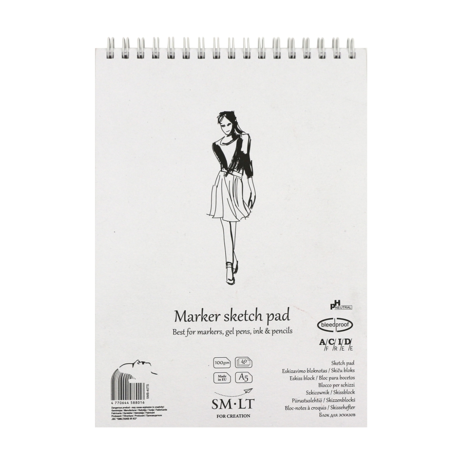 Альбом для маркерів на спіралі AUTHENTIC А5 100г/м2 40л білий колір SMLT ~#]
