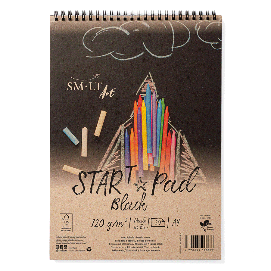 Альбом для рисунку на спіралі STAR T А4 120г/м2 20л чорний папір SM-LT Art