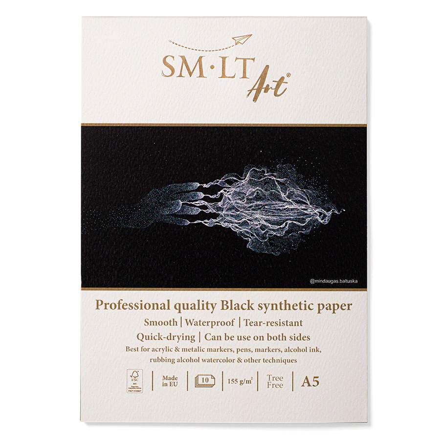 Склейка для спиртових чорнил PRO CREATE А5 155 г/м2 10 л чорний папір SMILT~#]
