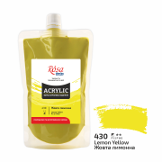 Фарба акрилова, Жовта лимонна (430), 200 мл, ROSA Studio