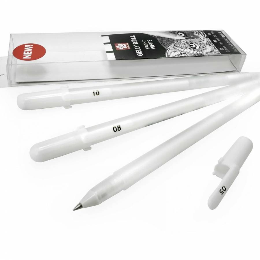 Набір гелевих ручок BASIC WHITE 3 розміри (05-08-10) Білі Sakura~#]