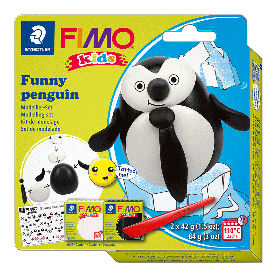 Набір Fimo Kids «Пінгвінчик» 2 кол.*42 г Fimo~#]
