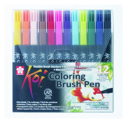 Набір маркерів Koi Coloring Brush Pen, 12кол.
