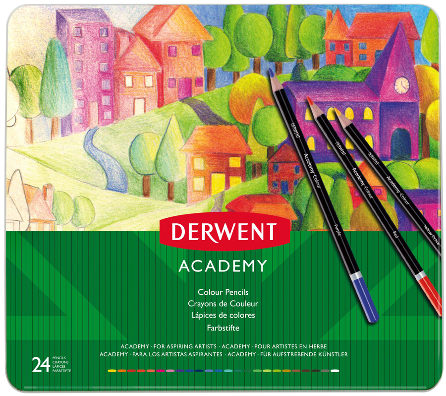 Набір кольорових олівців Colouring Academy 24кол в металевій коробці Derwent~#]