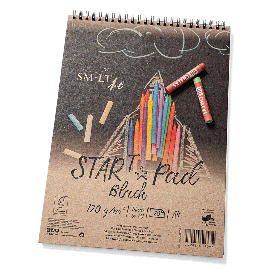 Альбом для рисунку на спіралі STAR T А4 120г/м2 20л чорний папір SM-LT Art