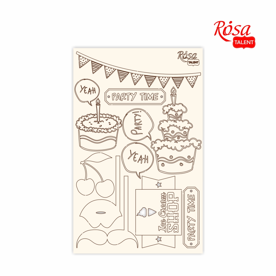Чіпборд „Cake delicious“ 4 білий картон 12,8х20см ROSA TALENT~#]