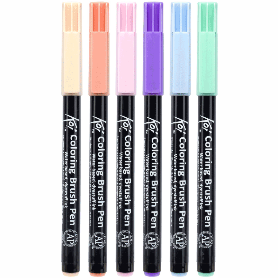 Набір маркерів Koi Coloring Brush Pen SWEETS 6кол Sakura