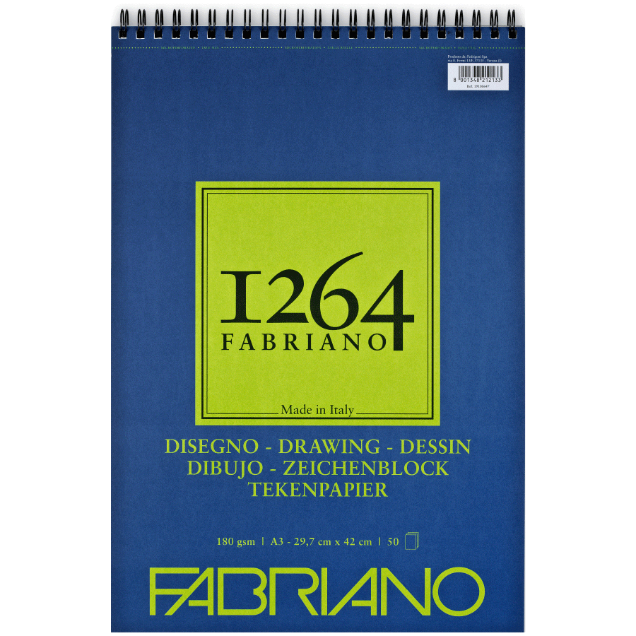 Альбом для рисунку на спіралі 1264, А3 (29,7х42 см),180г/м2, 50л, Fabriano~#]