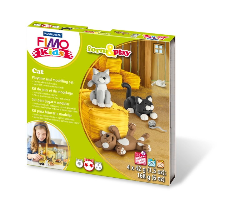 Набір пластики Fimo kids "Котики" 4кол 42г Fimo~#]