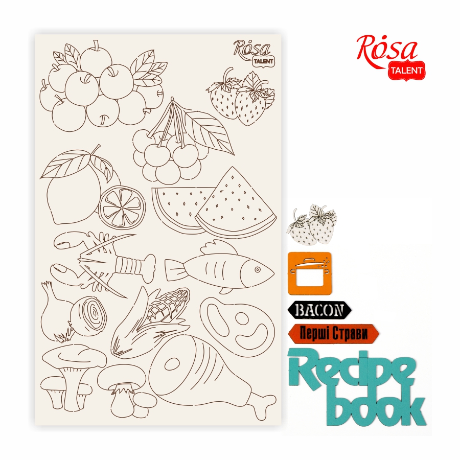 Чіпборд „Recipe book“ 4 білий картон 12,6х20см ROSA TALENT~#]