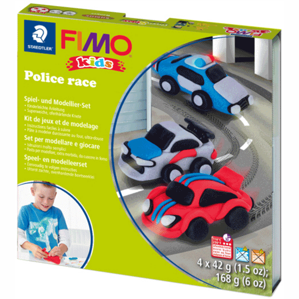 Набір пластики Fimo kids "Поліцейські авто" 4кол 42г Fimo~#]