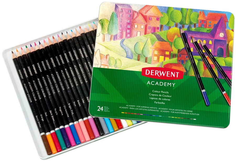 Набір кольорових олівців Colouring Academy 24кол в металевій коробці Derwent~#]
