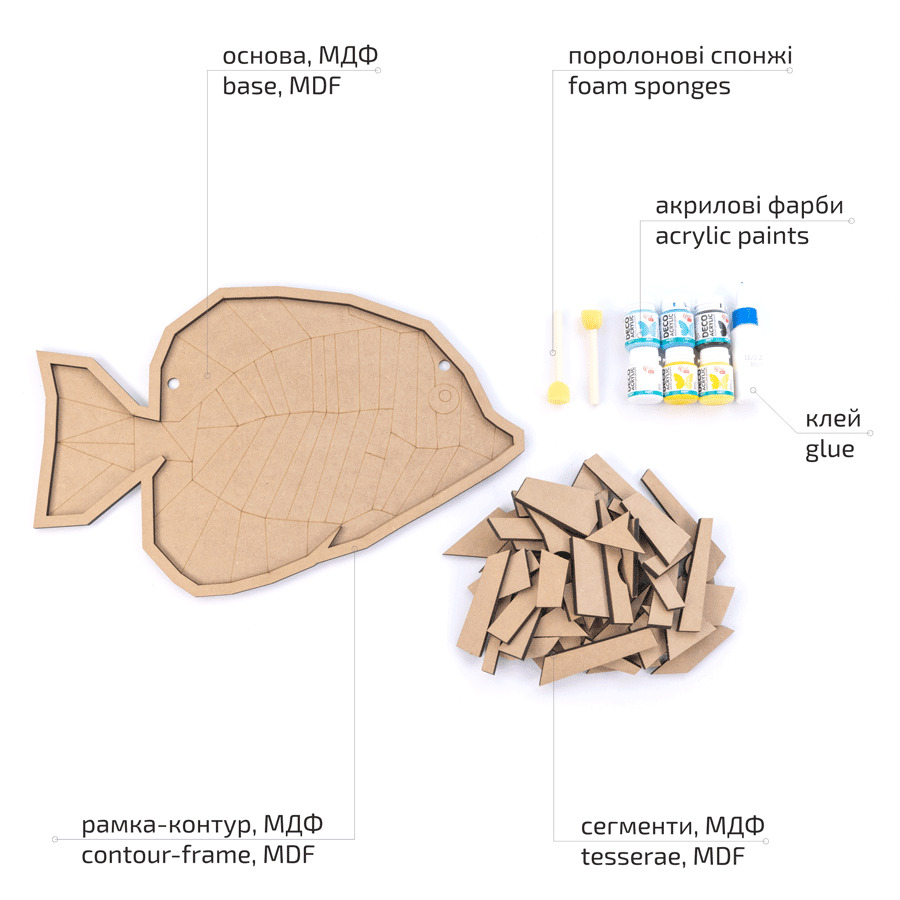 Набір для творчості 3D картина панно-мозаїка „Рибка“ МДФ 42х27см ROSA Talent