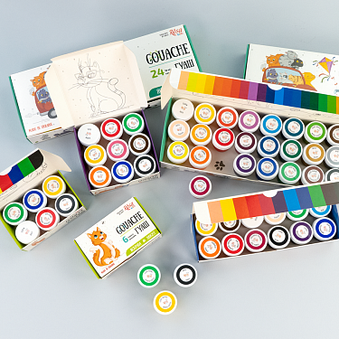 Матеріали для дитячої творчості ROSA Kids: акварельні, гуашеві фарби та пластилін.  �7