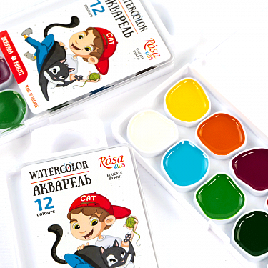 Матеріали для дитячої творчості ROSA Kids: акварельні, гуашеві фарби та пластилін.  �2